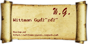 Wittman Győző névjegykártya